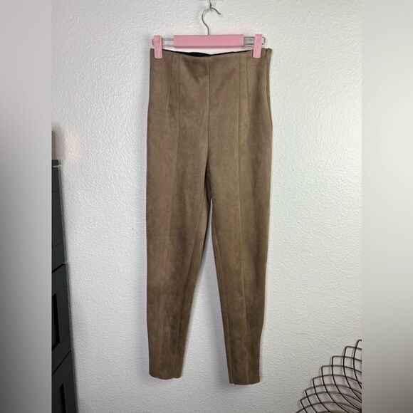 Zara Faux Suede pants with adjustable waist and zipper closure - Picture 1 of 5